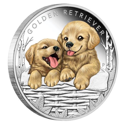 Perth-Mint-New-Release:-Puppies---Golden-Retriever-2018-1/2oz-Silver-Proof-Coin